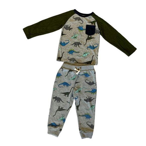 Dinosaur Snug-Fit Pajamas Boys 3T The Children's Place Long Sleeves Gray Blue - Picture 1 of 7